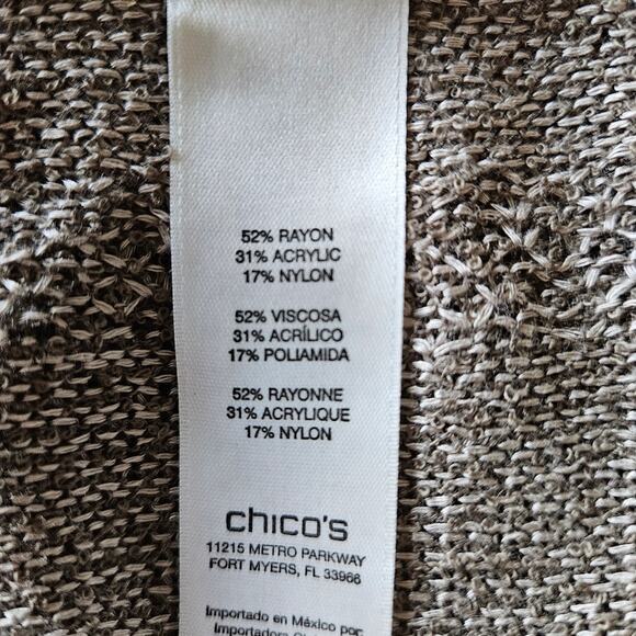 Chico's Cocoon Taupe Marled Open Knit Long Cardigan Duster Sweater Medium - Picture 6 of 10